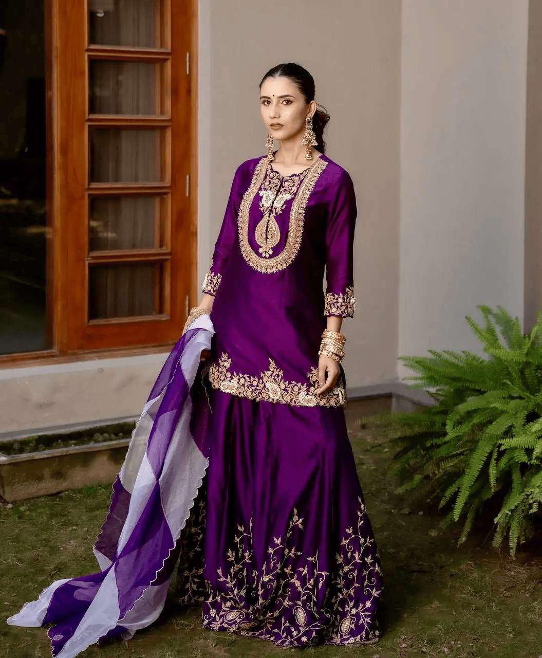 Chinon Silk Sequence Embroidery Pakistani Kurti 3-Piece Set | Ethnic Wear | Mimily Shop - Image 7