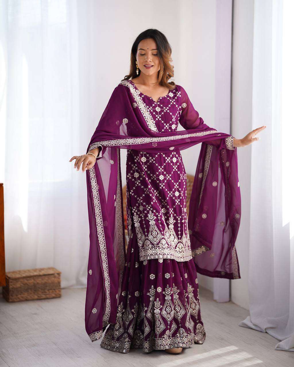 Georgette Embroidery Pakistani Kurti 3-Piece Set | Ethnic Wear | Mimily Shop