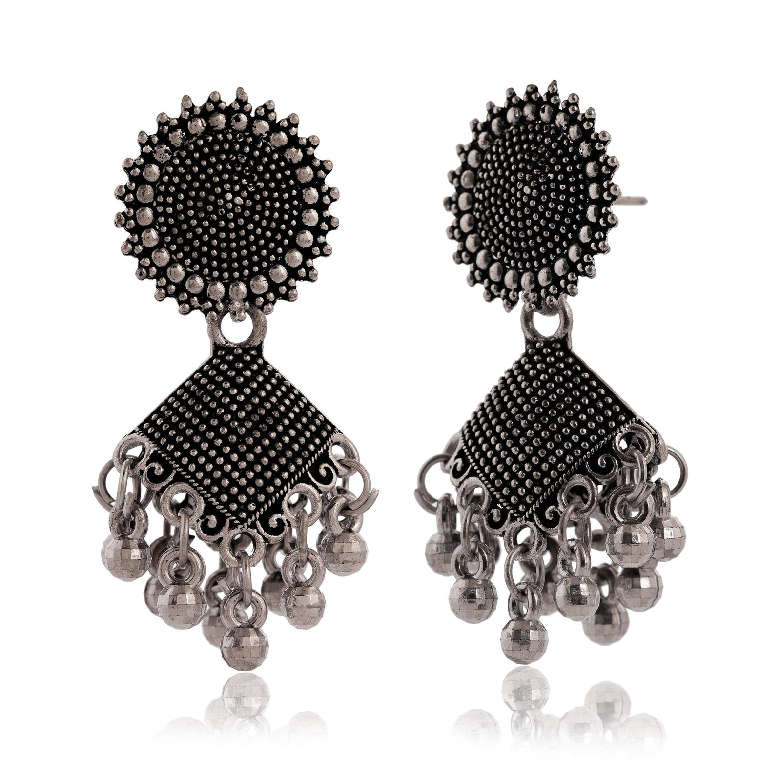 Handcrafted Oxidised Silver Hoop | Ethnic Jewellery | Mimily Shop - Image 2