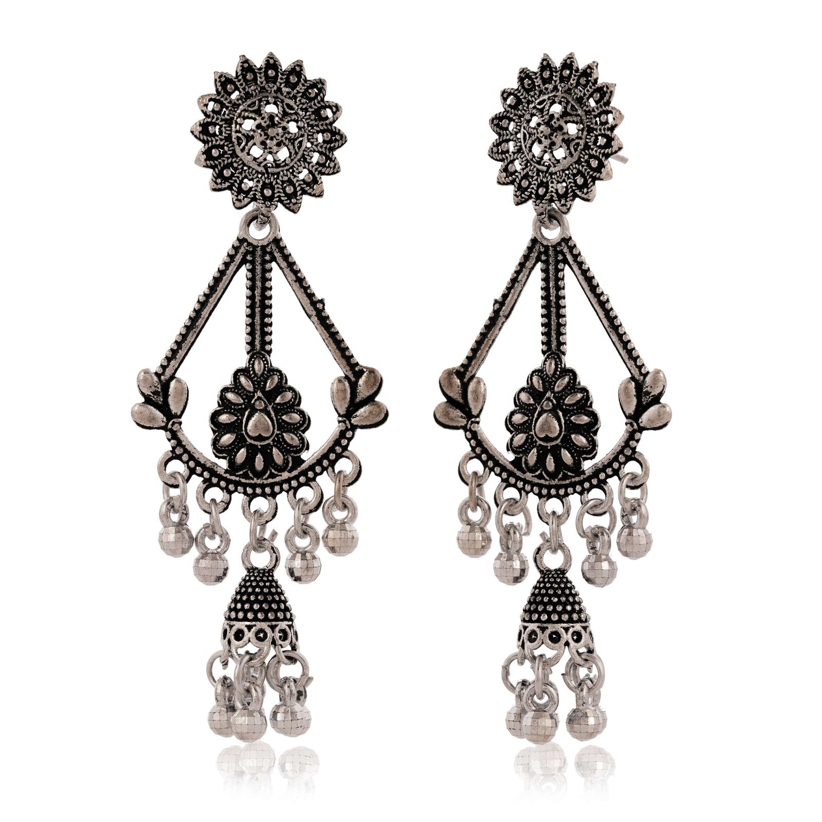 Handcrafted Oxidised Silver Jhumki | Ethnic Jewellery | Mimily Shop - Image 4