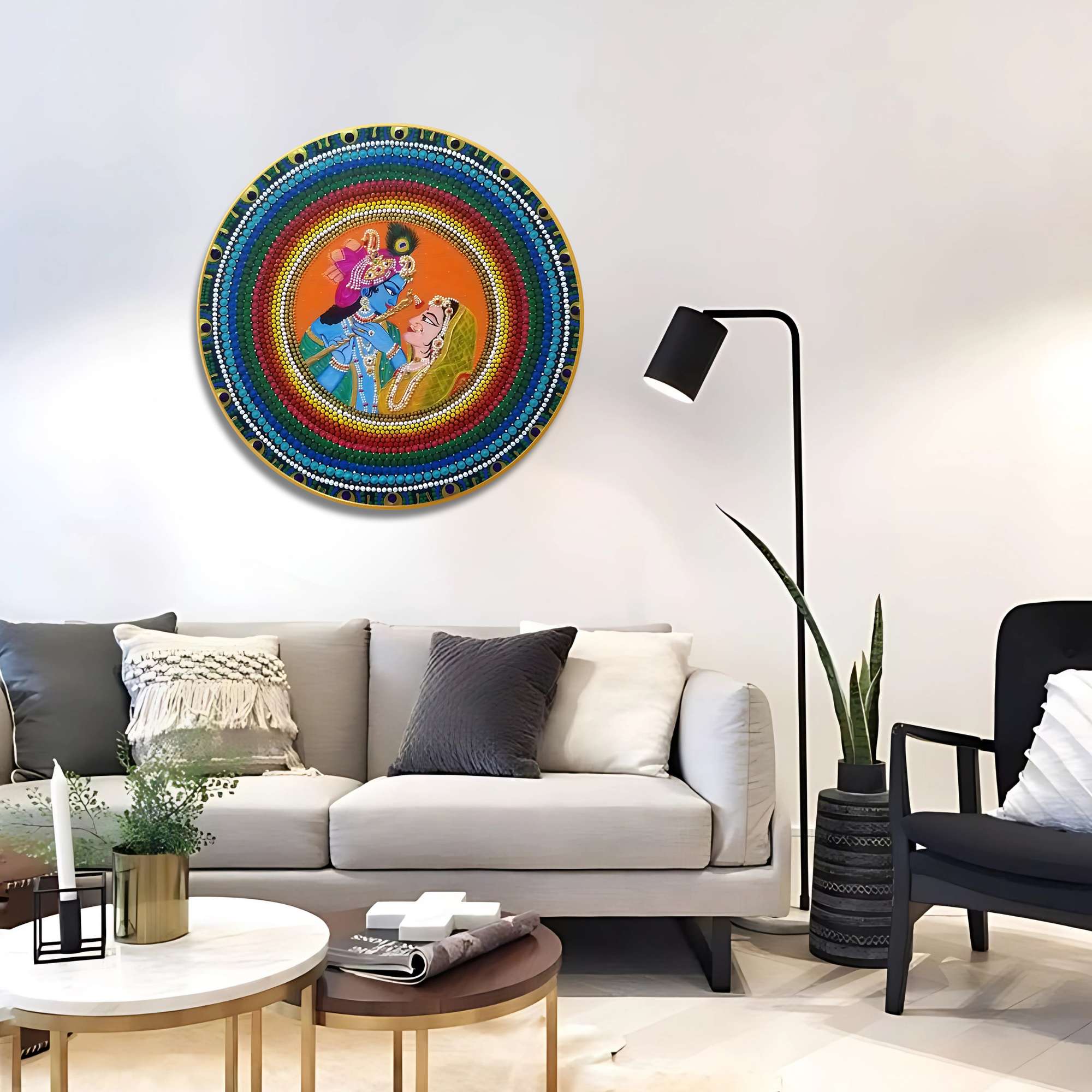 Round Wall Painting | Decorative Indian Art | Mimily Shop - Image 5