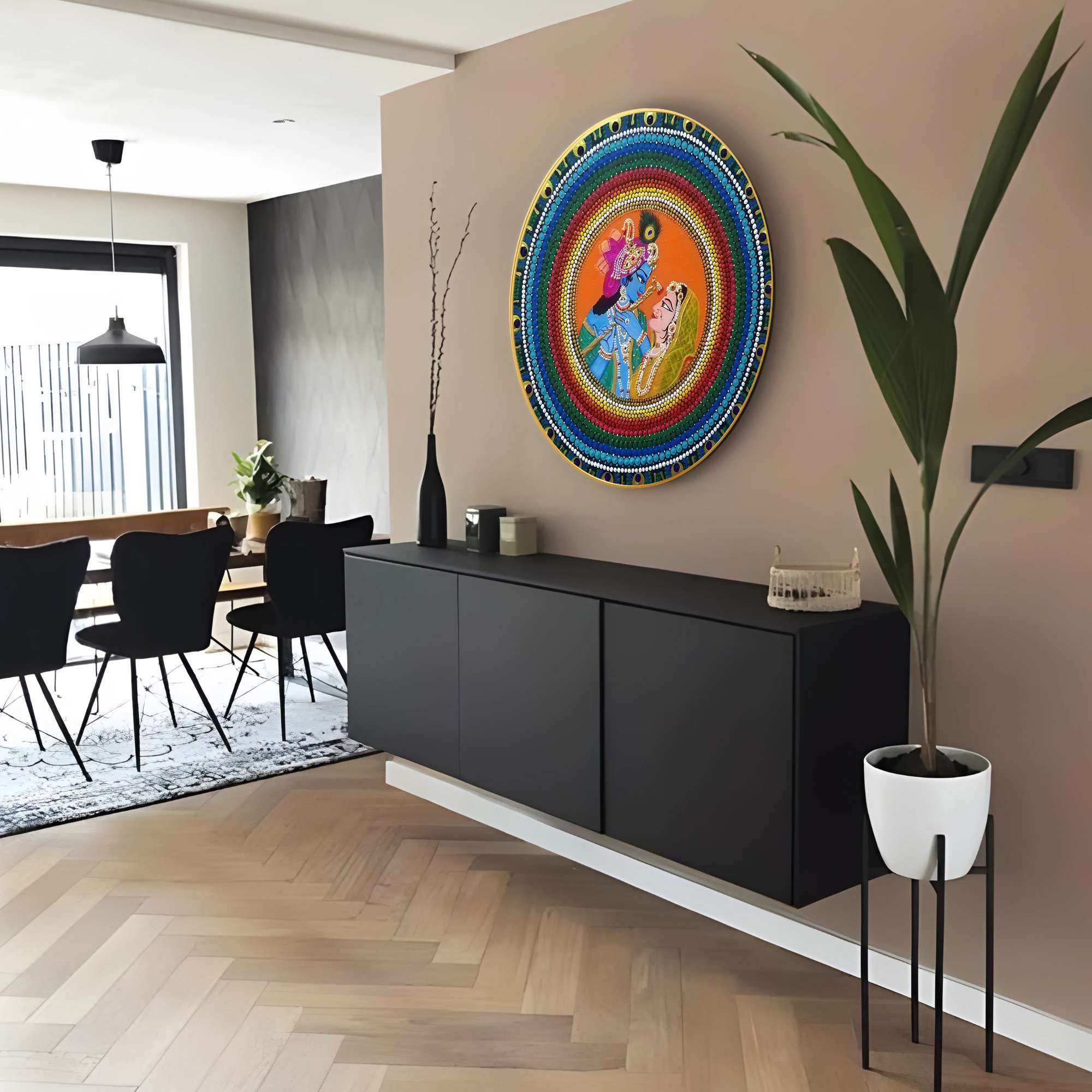 Round Wall Painting | Decorative Indian Art | Mimily Shop - Image 6