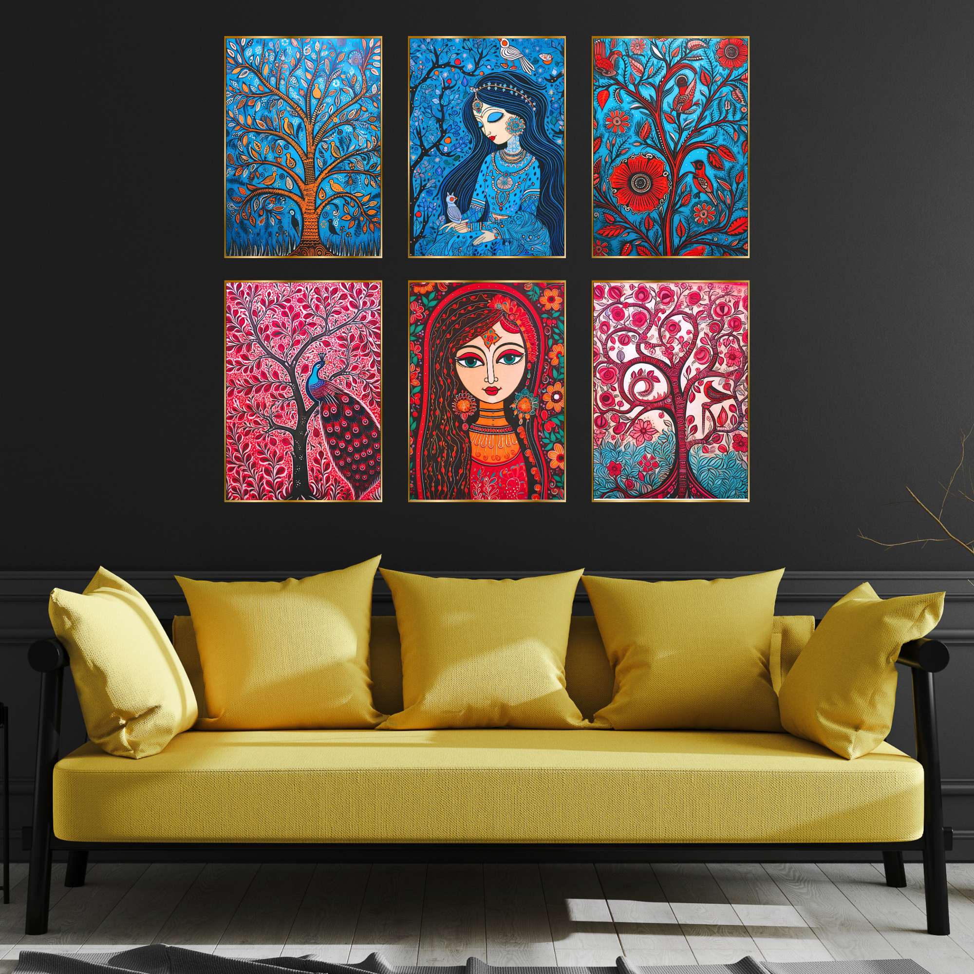 Set of Six Wall Paintings for Wall Dacoration Golden Framed Wall Paintings for Living Room & Bedroom Wall Art for Home Decoration & Office Wall Décor (17x13 inch CH-GD6-1) - Image 4