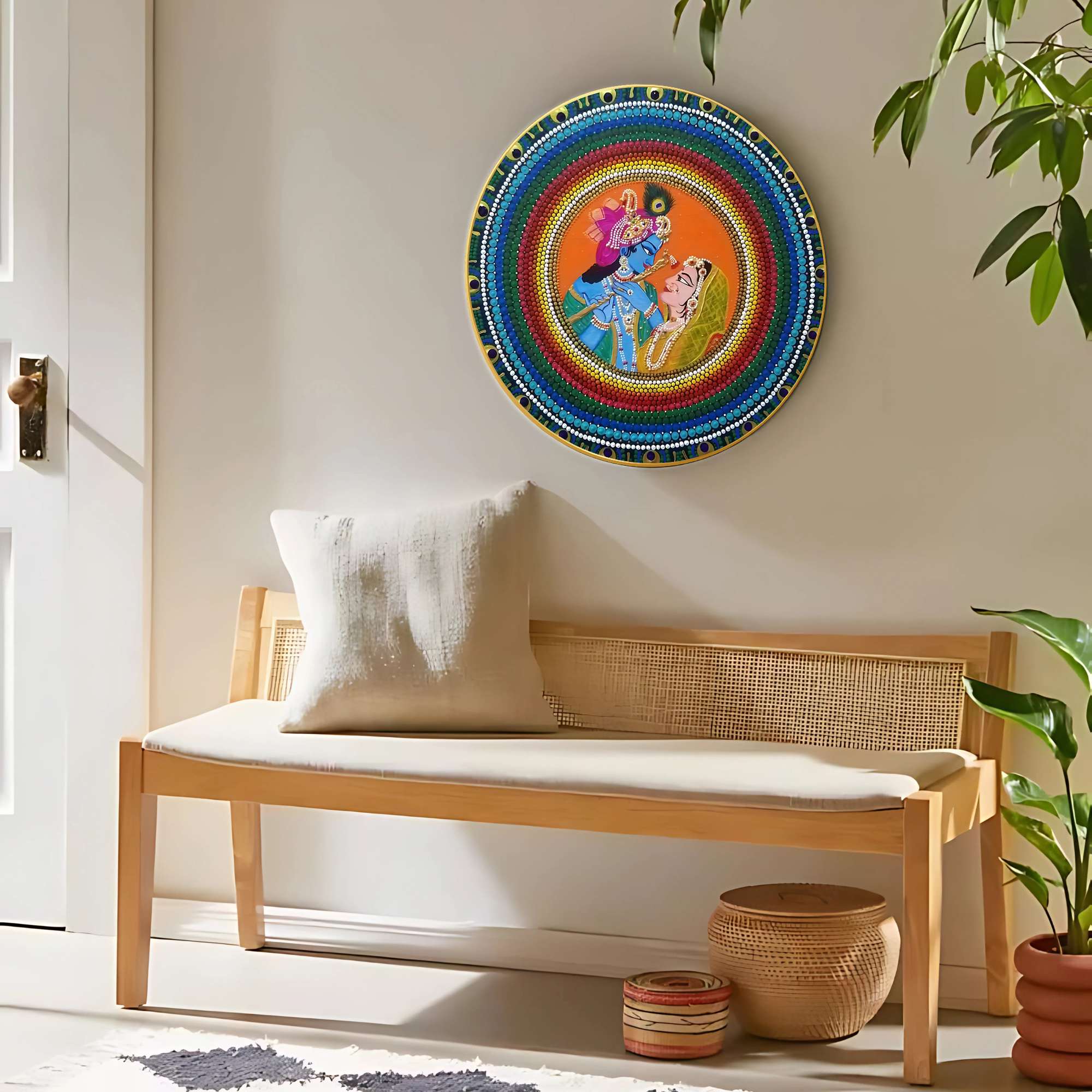 Round Wall Painting | Decorative Indian Art | Mimily Shop - Image 3