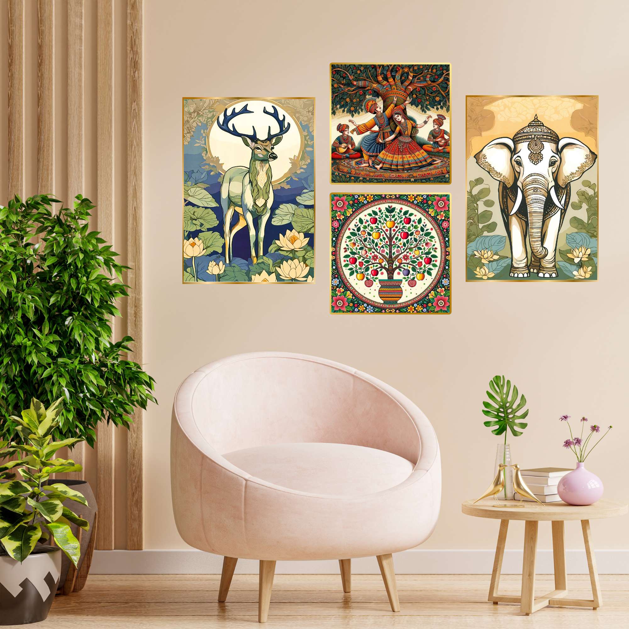 Multi-Piece Golden Framed Wall Art Set | Mimily Shop