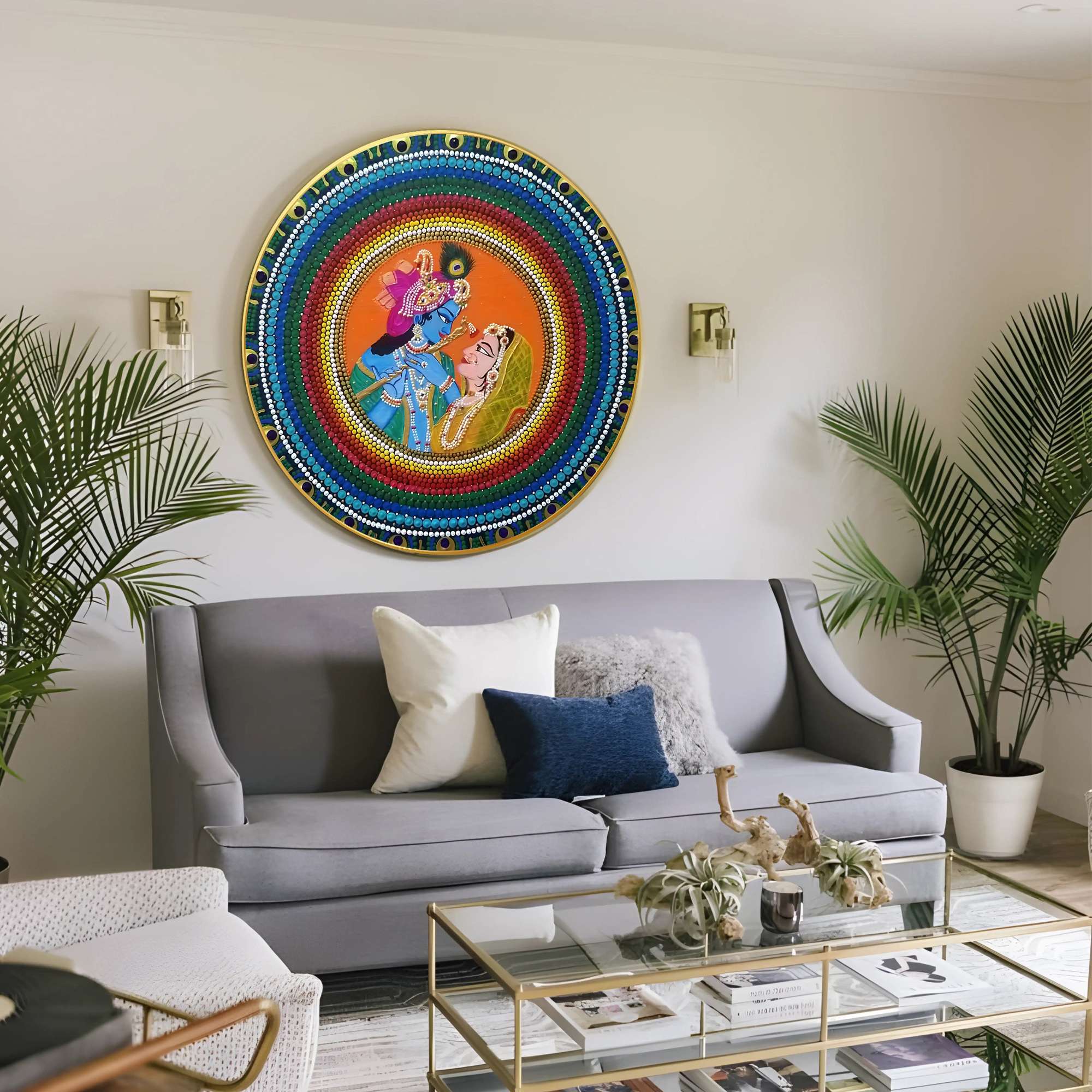 Round Wall Painting | Decorative Indian Art | Mimily Shop - Image 4