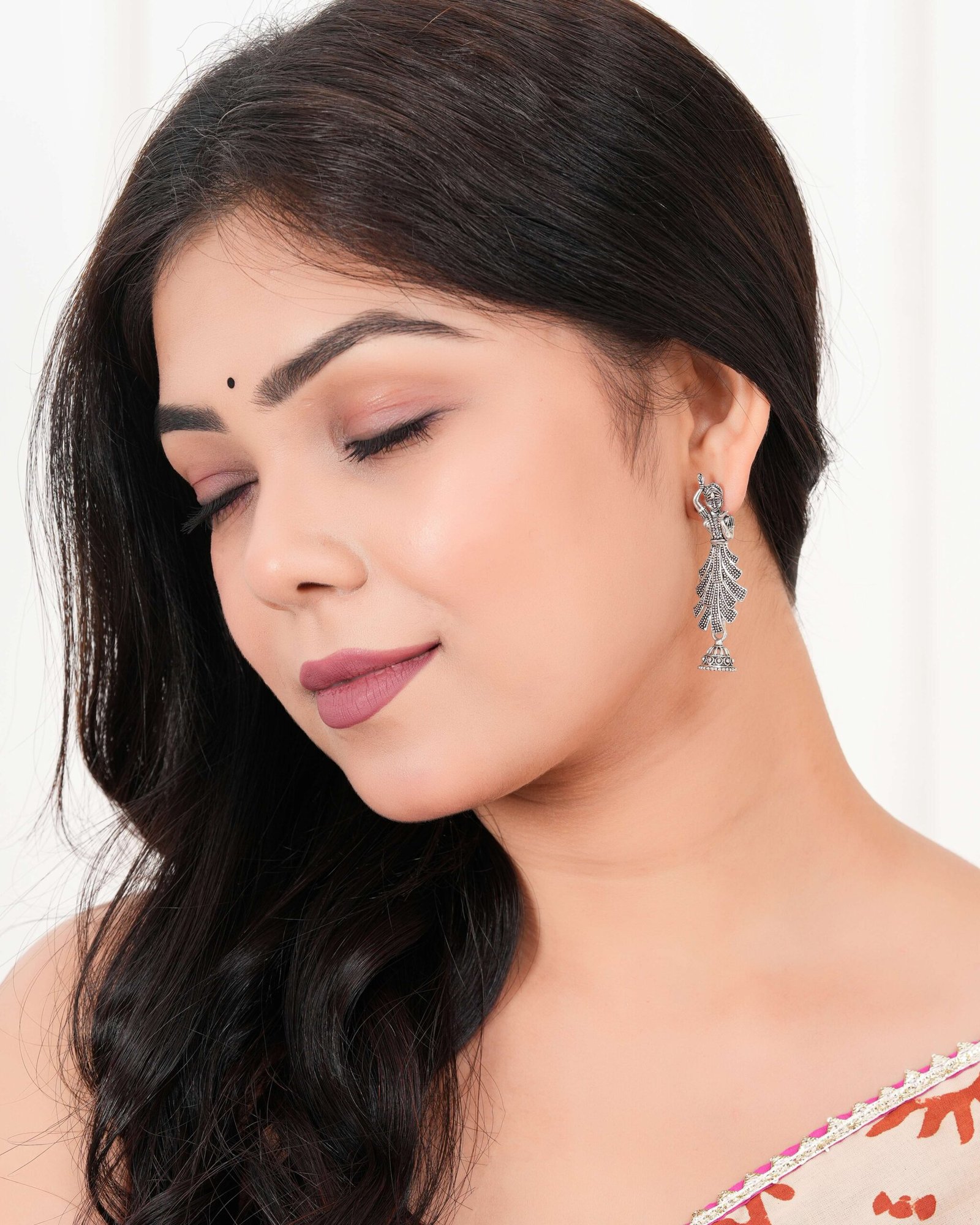 Handcrafted Oxidised Silver Dangler | Ethnic Jewellery | Mimily Shop - Image 2