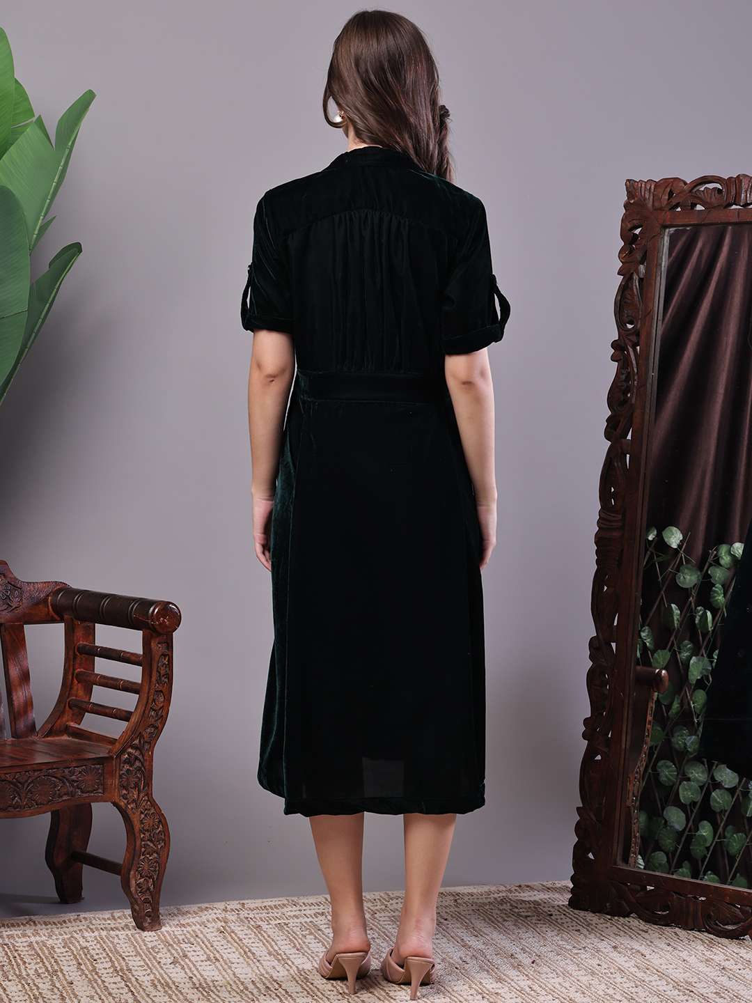 Velvet Midi Dress | Boho & Casual Women's Fashion | Mimily Shop - Image 2